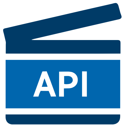 An image with the word API